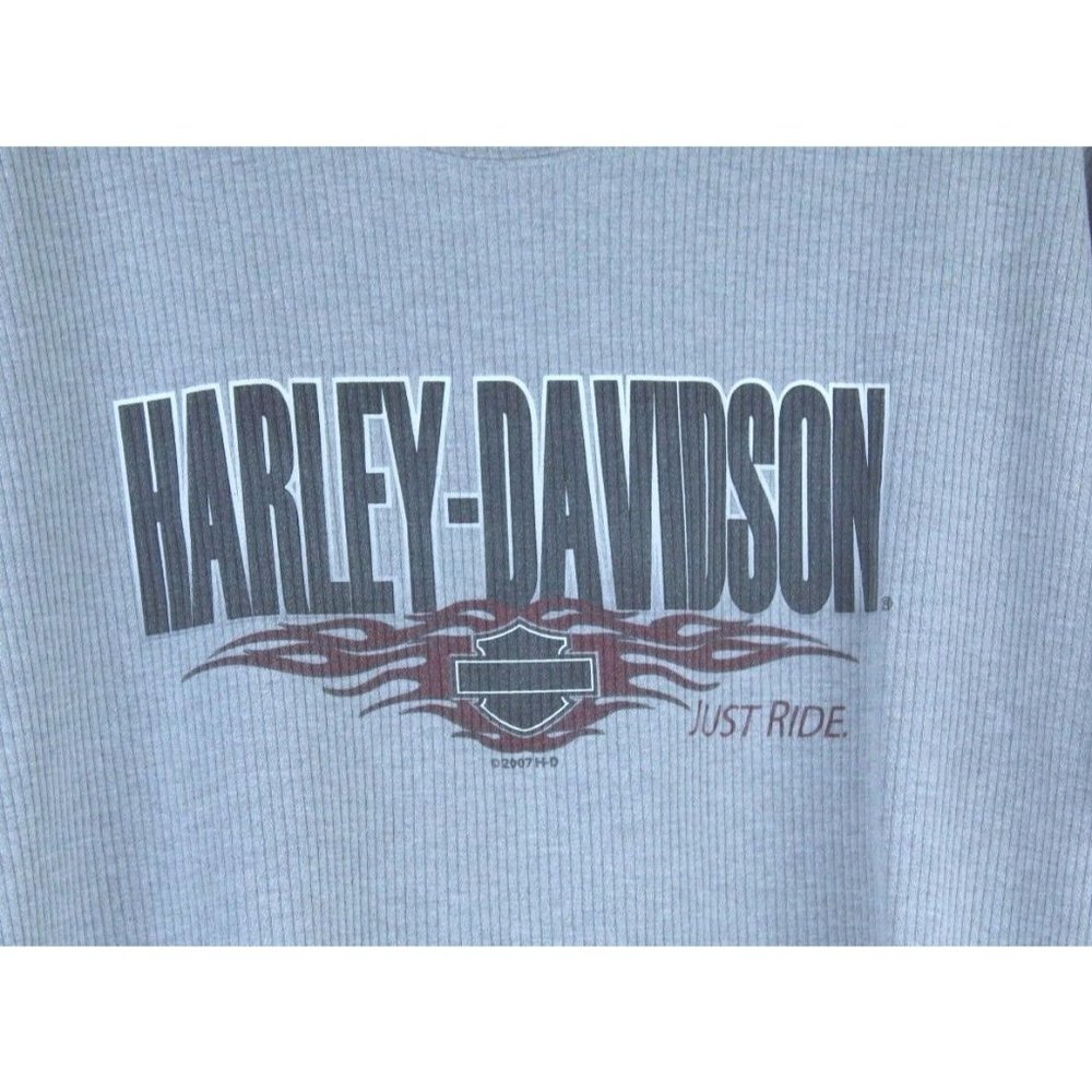 Harley Davidson Zylstras St Charles IL 2XL Gray Ribbed Knit Shirt Biker 2007